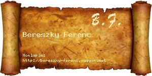 Bereszky Ferenc névjegykártya